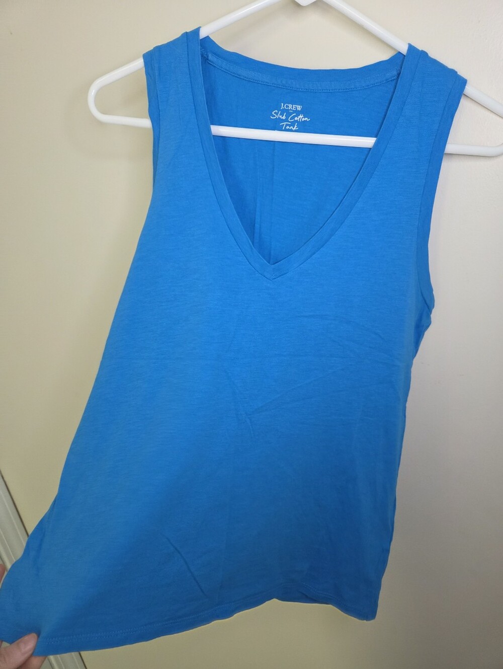 Women's J Crew Blue Slub Cotton Sleeveless V-Neck Tank Sz XS - Picture 4 of 6
